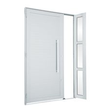 Porta-de-Aluminio-de-Abrir-Alumifort-Branca-com-Lambri-Horizontal-com-Seteira-com-Puxador-1-Folha-Abertura-Direita-216x120x54---Sasazaki