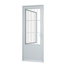 Porta-Social-de-Aluminio-de-Abrir-Alumifort-Branca-com-Postigo-com-Lambri-Horizontal-com-Grade-Classic-1-Folha-Abertura-Esquerda-216x88x54---Sasazaki