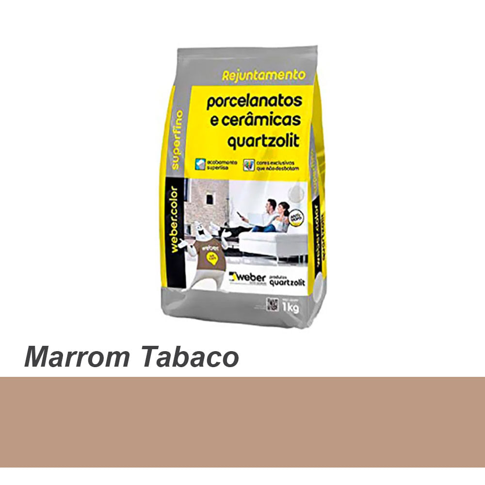 Rejunte Para Porcelanato E Ceramicas 1kg Marrom Tabaco Quartzolit Padovani