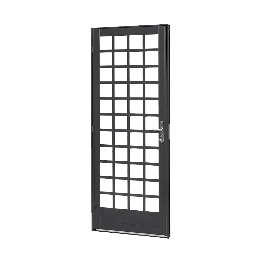 Porta Quadriculada de Aço Universal Preto Esquerda 215x84cm - 359 - Brasil Esquadrias