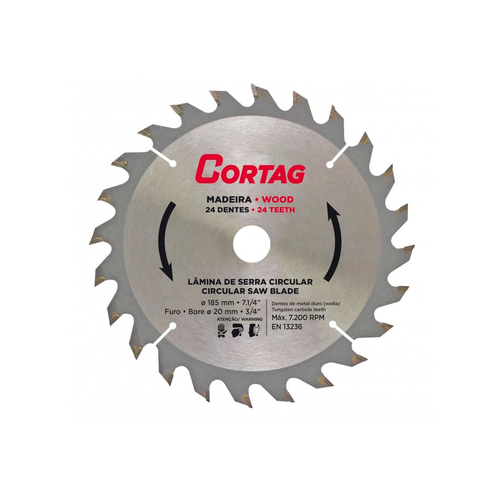 Lamina de Serra Circular para Madeira 24 Dentes - 60753 - Cortag