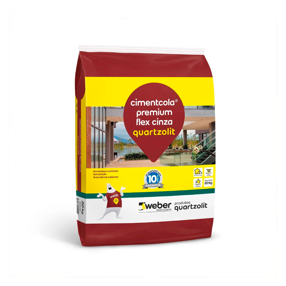 Saco De 20kg Argamassa Flex Premium Cinza - Quartzolit