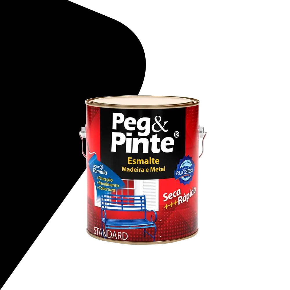 Tinta Esmalte Brilhante Peg & Pinte 3,6l Preto - Eucatex