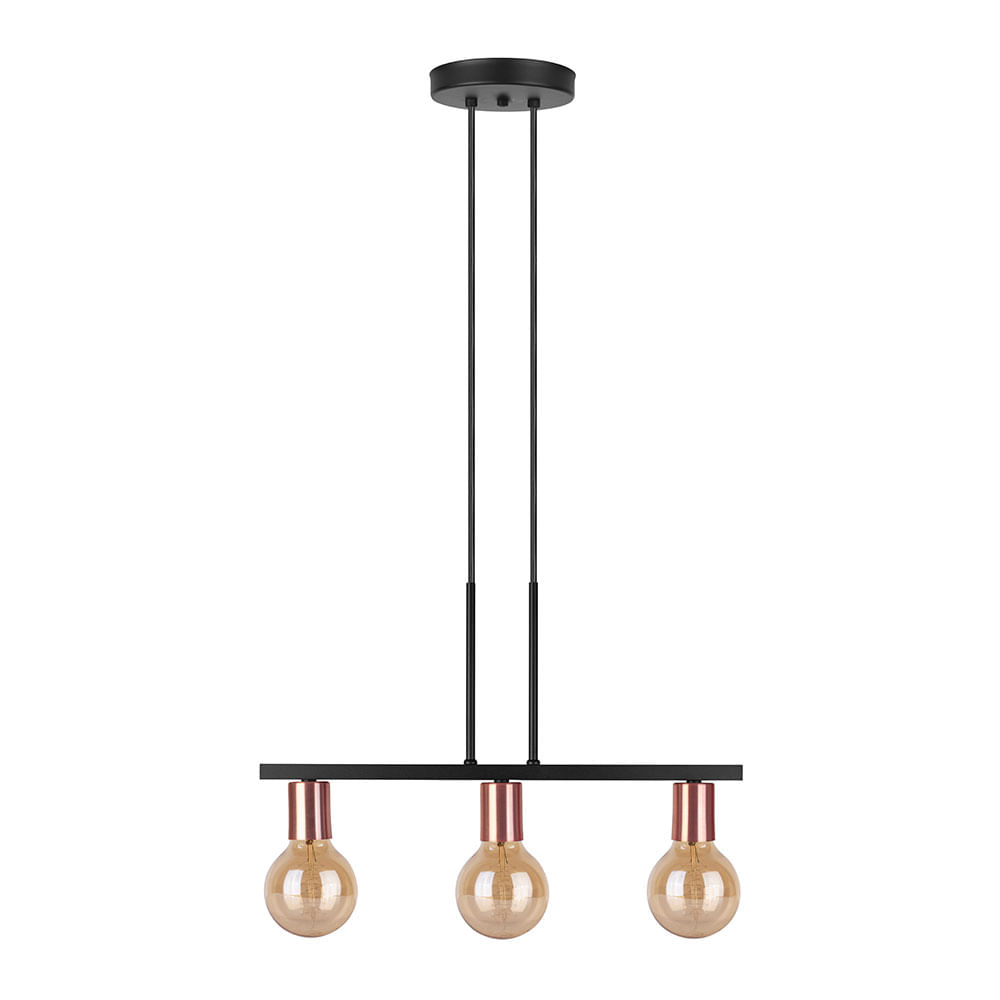 Pendente Florence Preto/Cobre PD119/3 - Kin Light