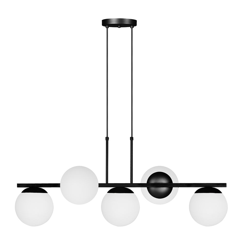Pendente Hanover Fosco Preto PD157/5 - Kin Light