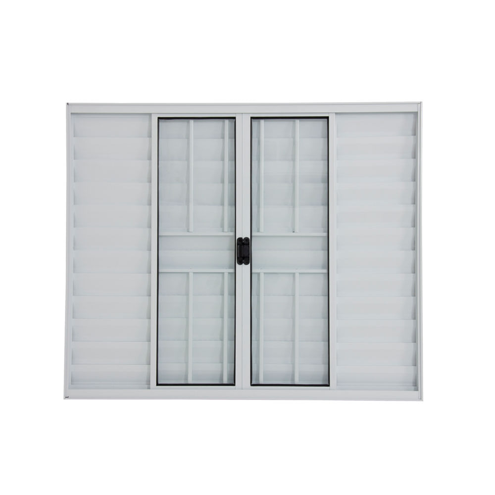 Veneziana 6 Folhas 100X150 Com Grade Branco MD/086 - AJ Esquadrias