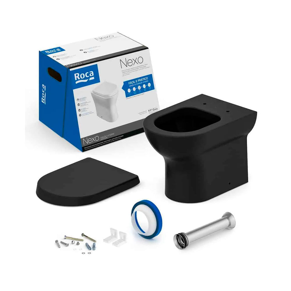 Kit Bacia Convencional Completo Nexo Black Matte - Roca