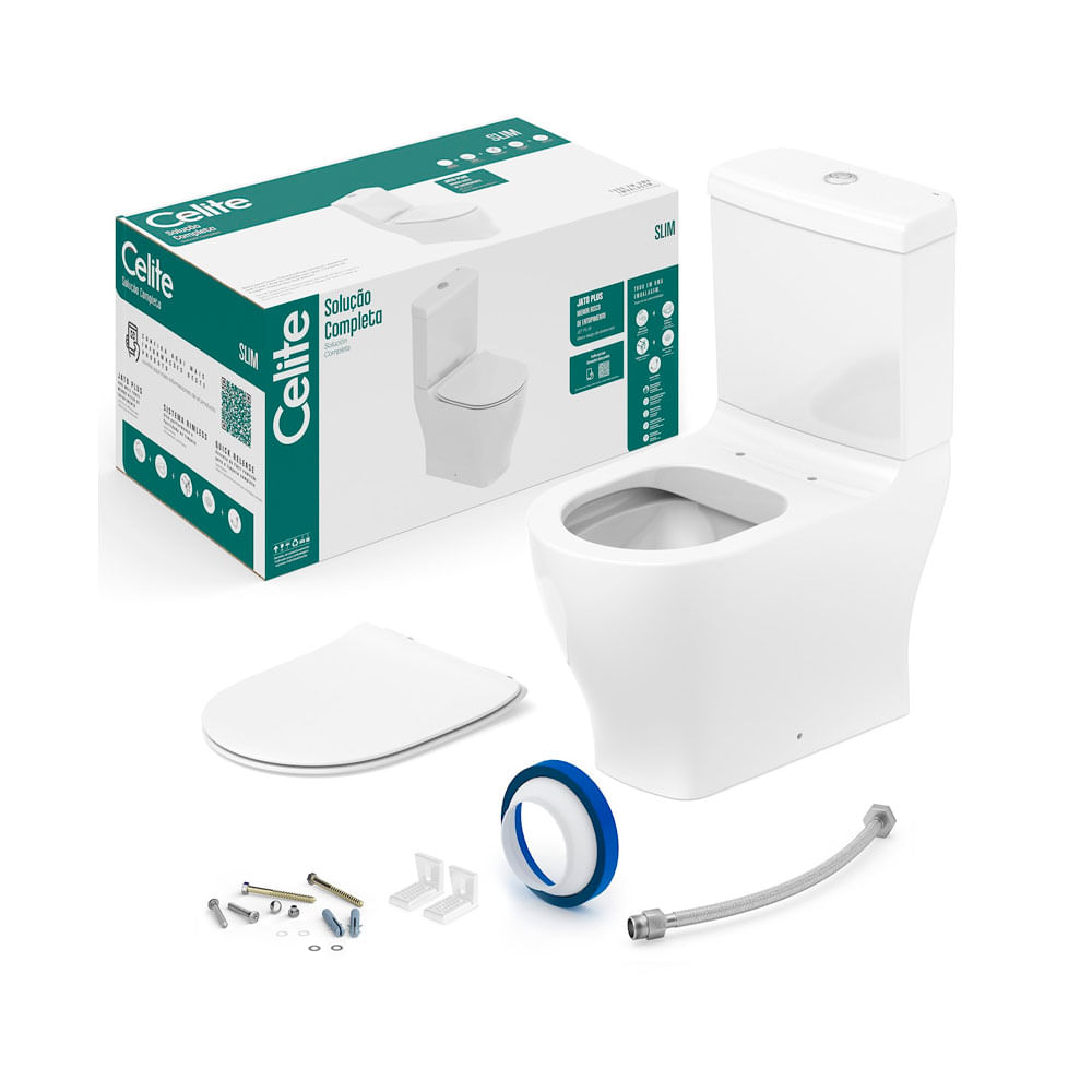 Kit Bacia Com Caixa Completo Slim Branco - Celite