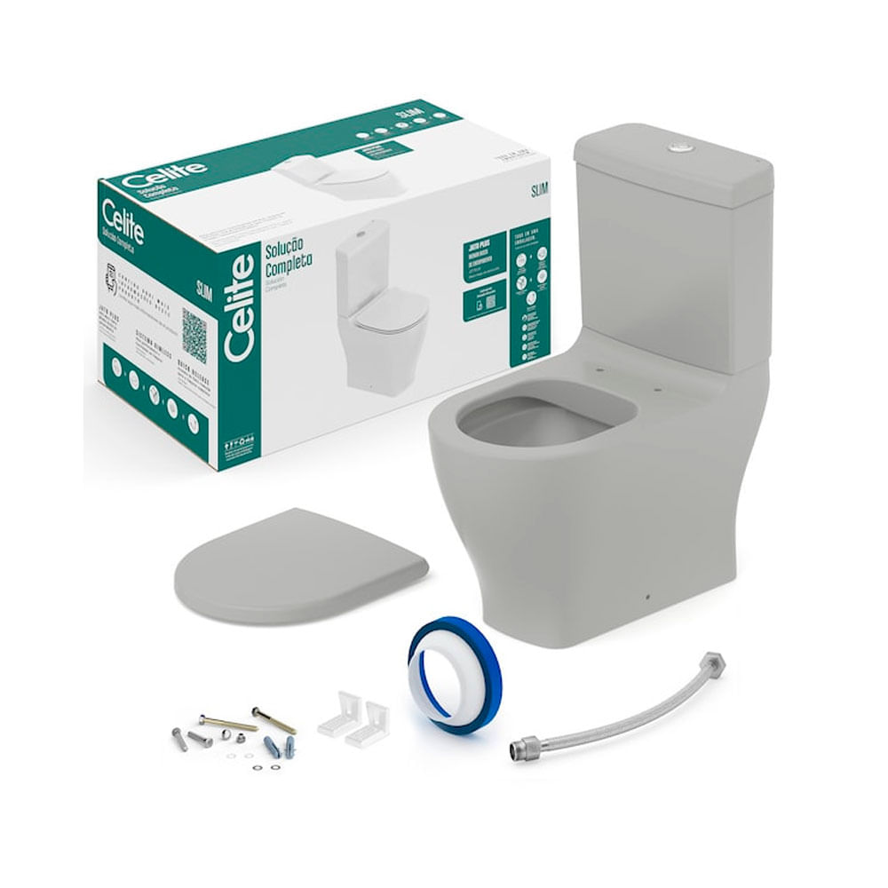 Kit Bacia Com Caixa Completo Slim Stone - Celite