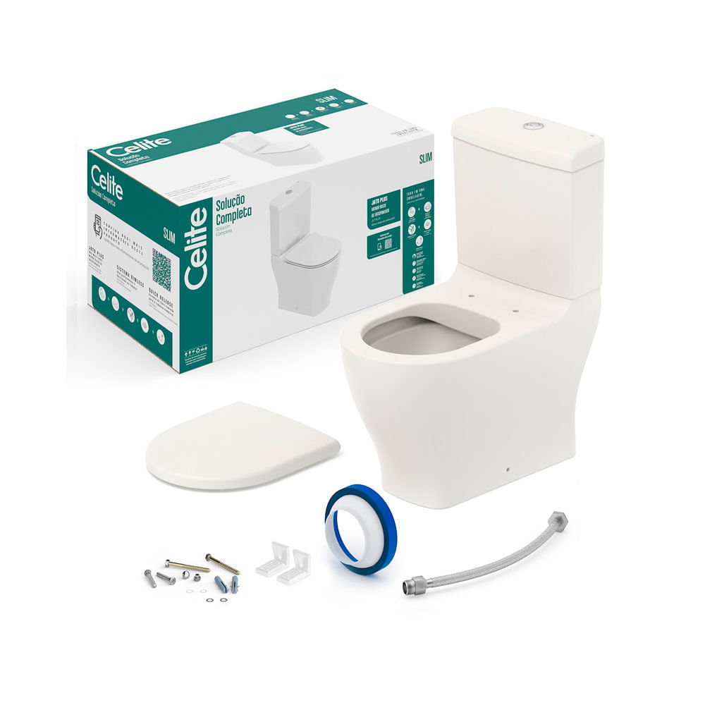 Kit Bacia Com Caixa Completo Slim Beige - Celite