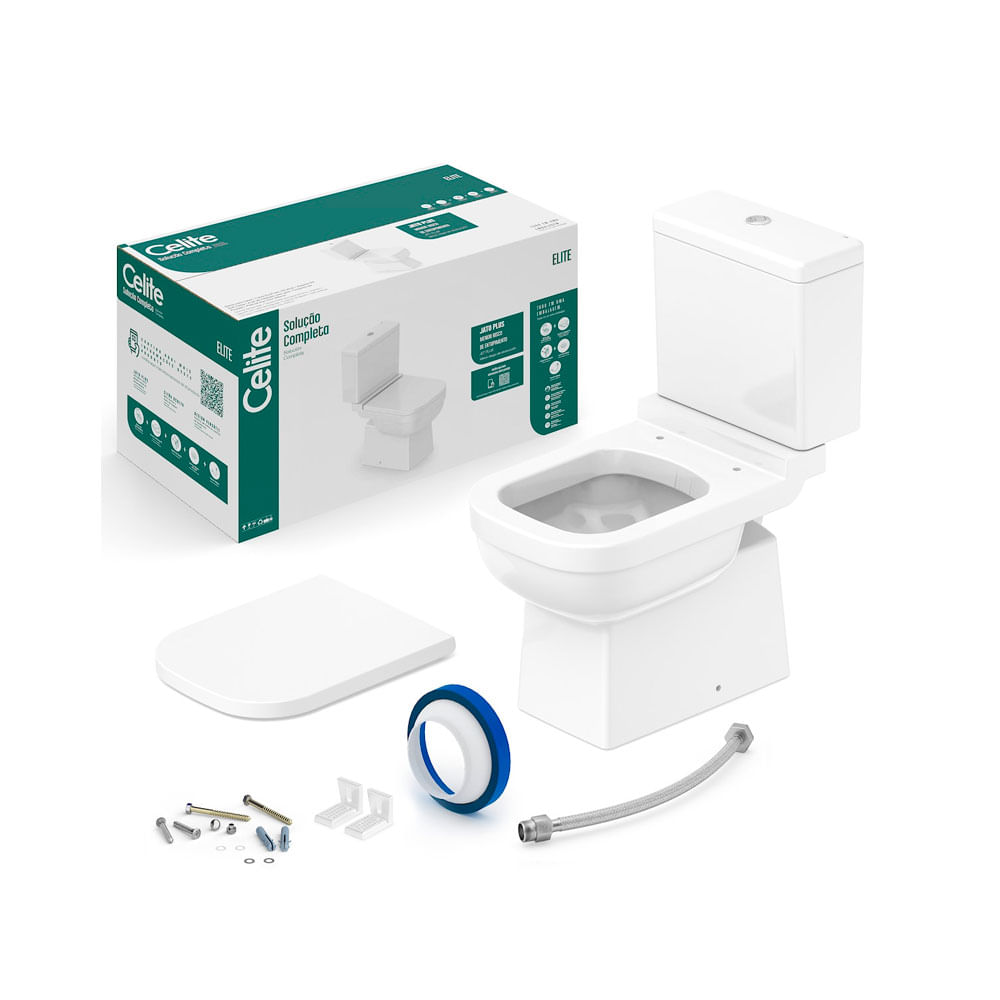 Kit Bacia Com Caixa Completo Elite Branco - Celite