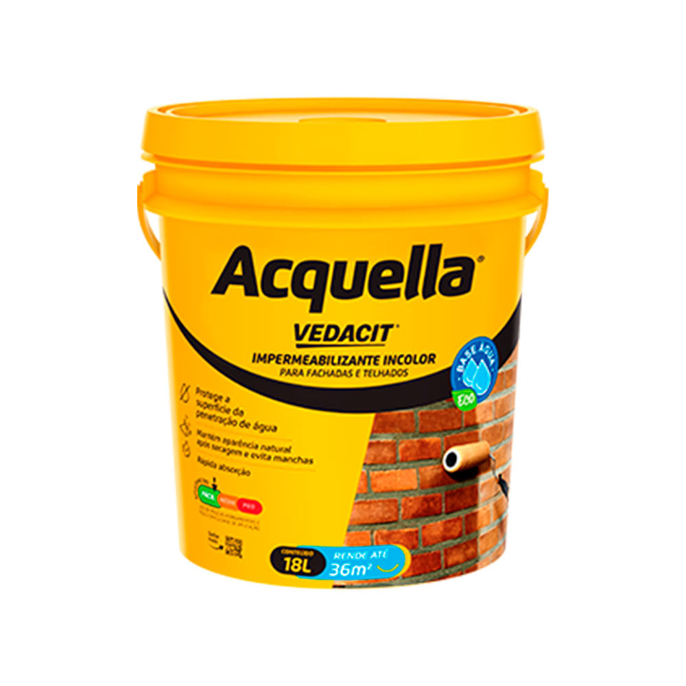 Impermeabilizante Incolor Acquella à Base de Água 18L - Vedacit