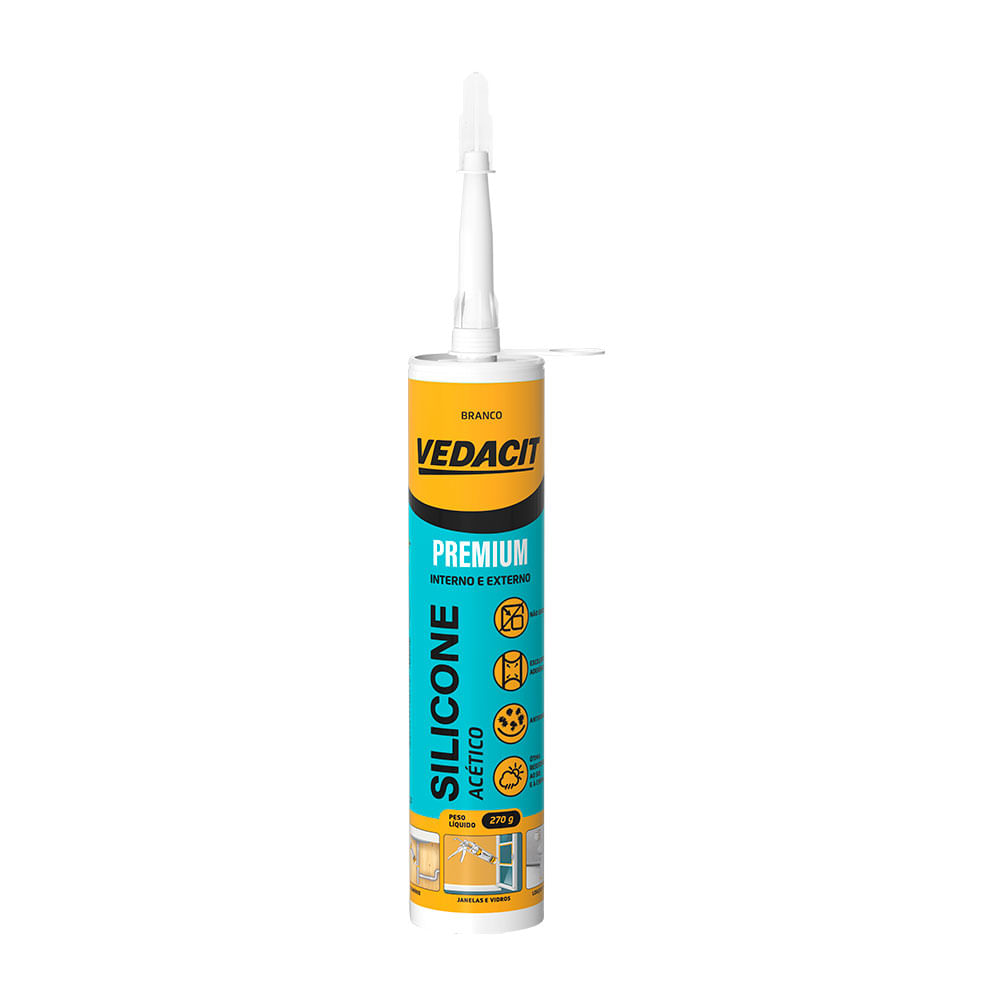 Silicone Acetico Premium 270gr Branco - Vedacit