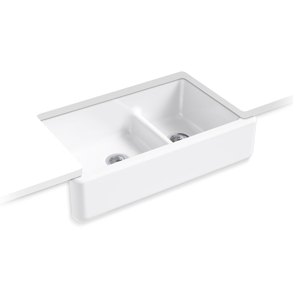 Cuba de Semiencaixe Dupla 90,6X54,8X24,4 Whitehaven Smart Divide Branca - 6427BR-0 - Kohler